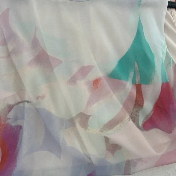 Calvin Klein Women's NWT Printed Trapeze Watercolor Flowy Dress Lined Size 18W - Picture 8 of 8